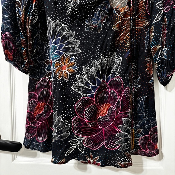 Farm Rio Sparkle Flowers Mini Dress Floral Print Circle Cut-Out Size XS - Picture 6 of 8